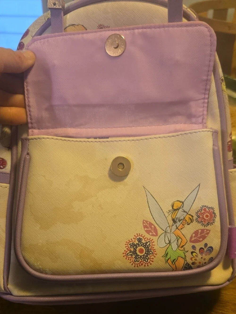 Disney Peter Pan Tinker Bell Kids Backpack - Purple & Cream